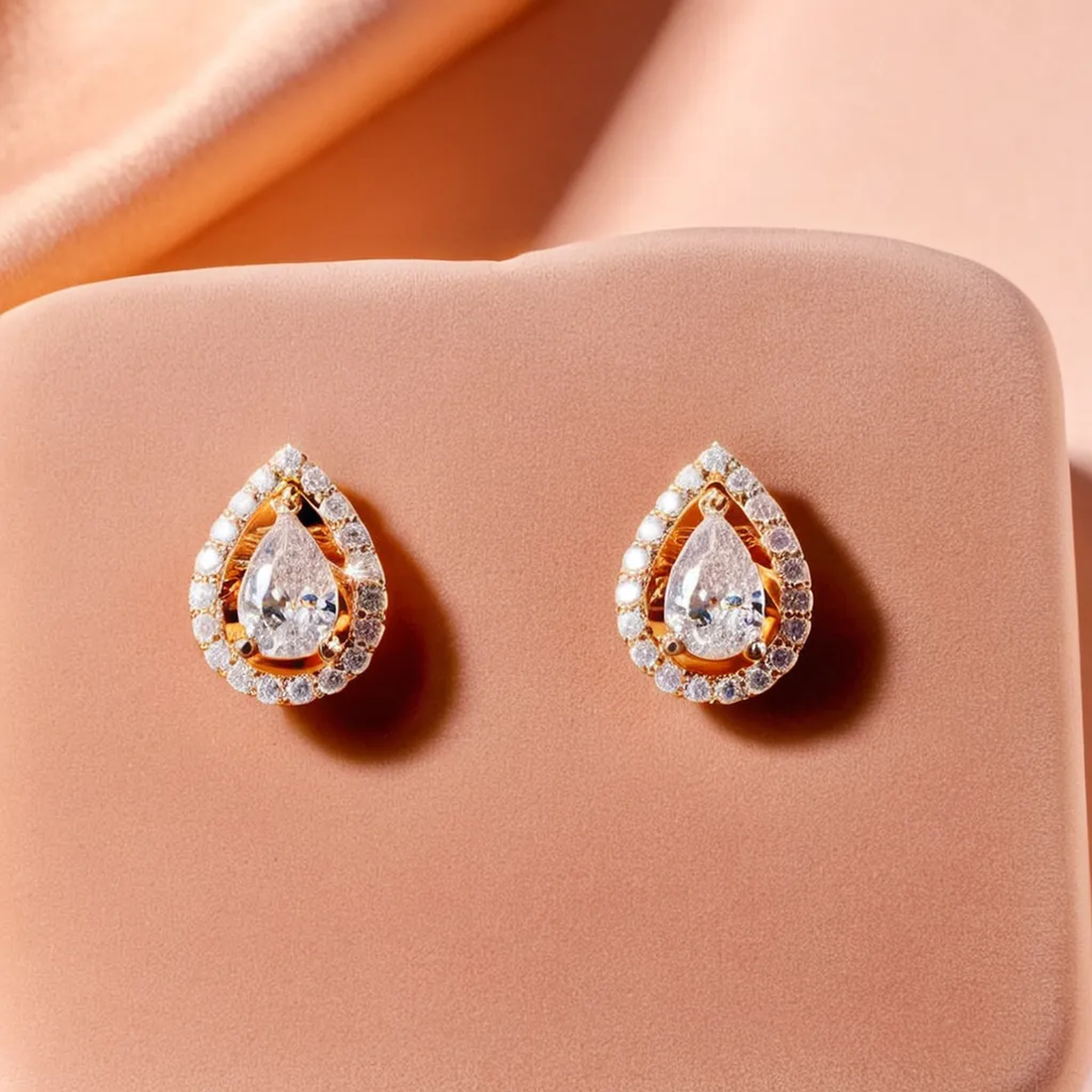 Diamond-Look Halo Stud Earrings