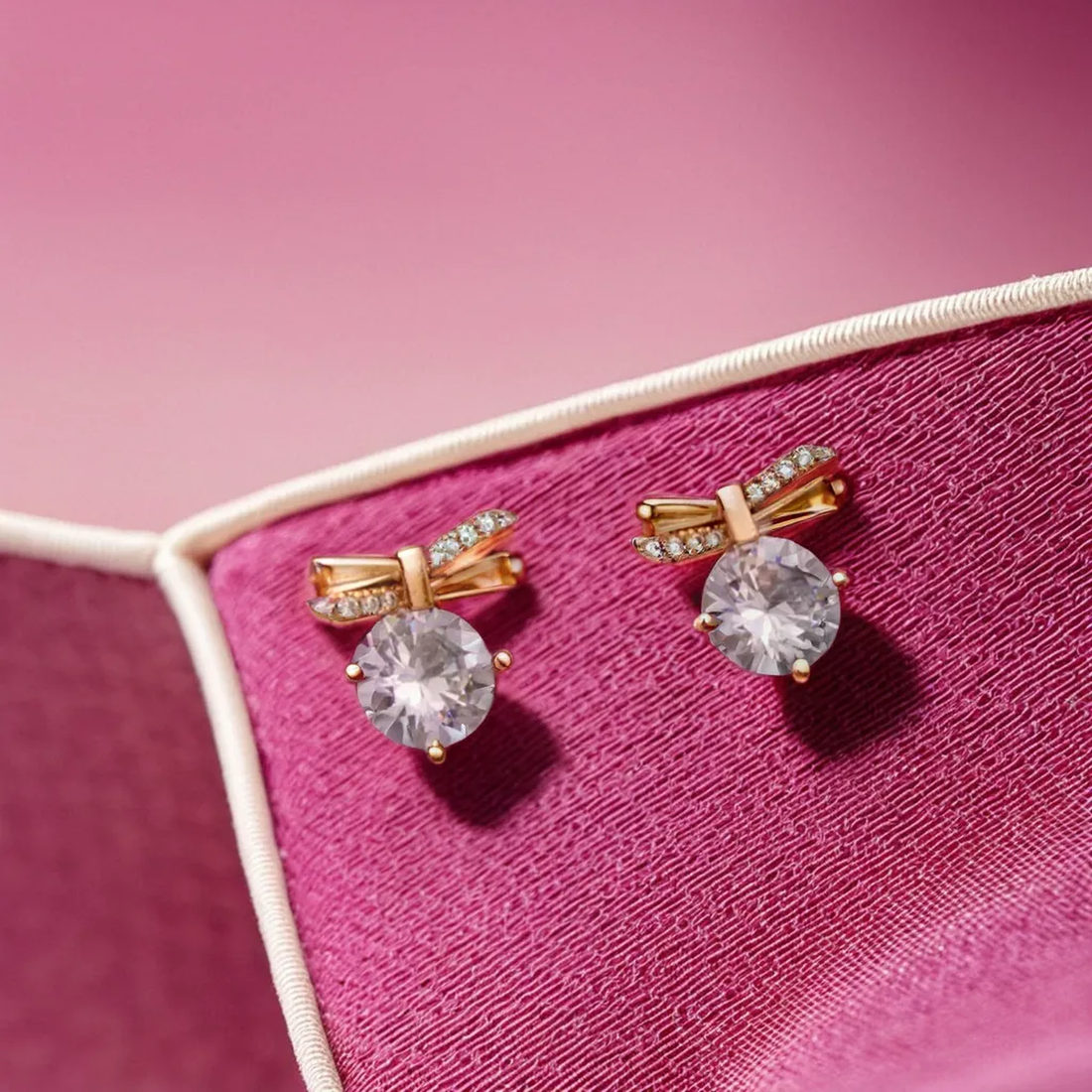 Bow-Tied Gemstone Stud Earrings