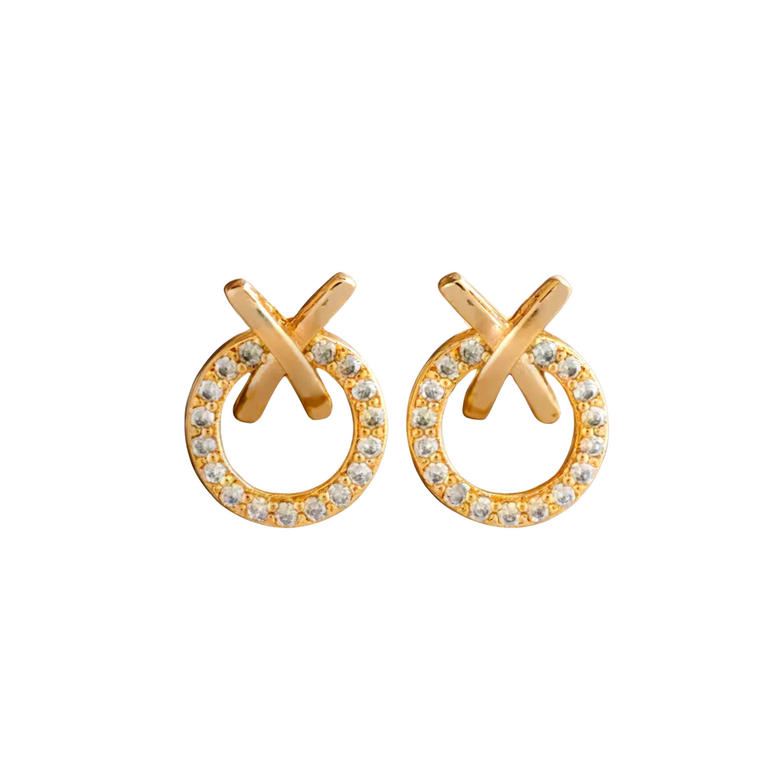 X-Cross Circle Stud Earrings