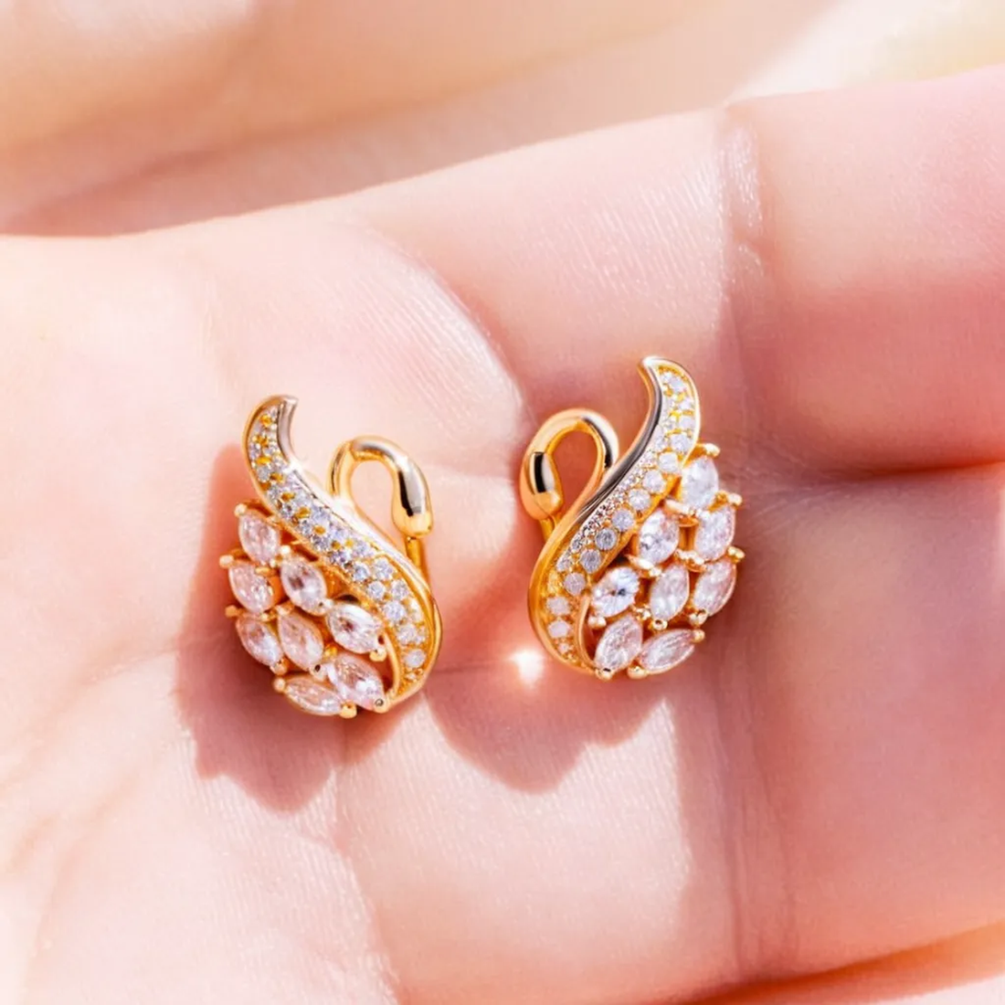 Sparkling Swan Stud Earrings